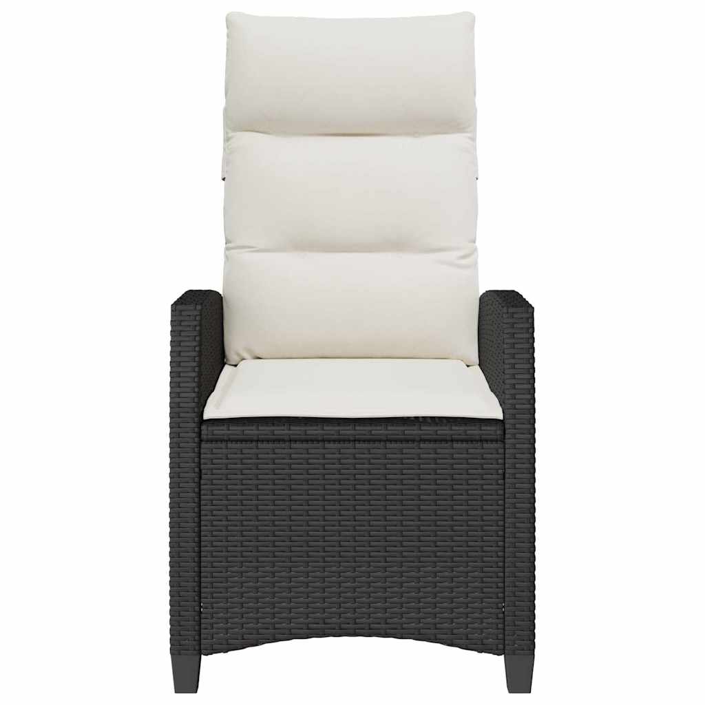 havestol med lænefunktion og sidebord polyrattan sort