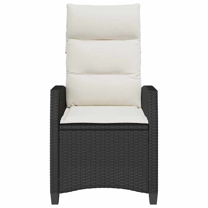 havestol med lænefunktion og sidebord polyrattan sort