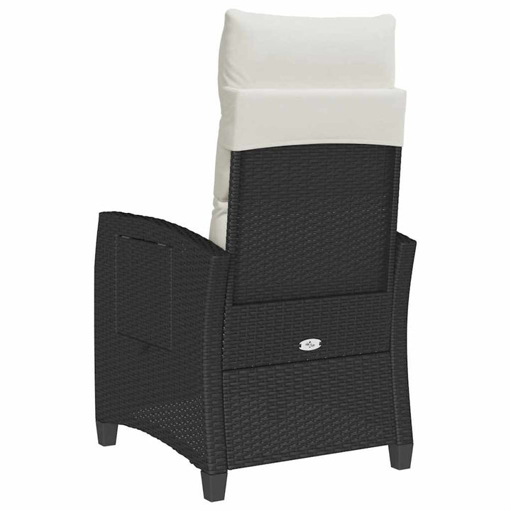 havestol med lænefunktion og sidebord polyrattan sort