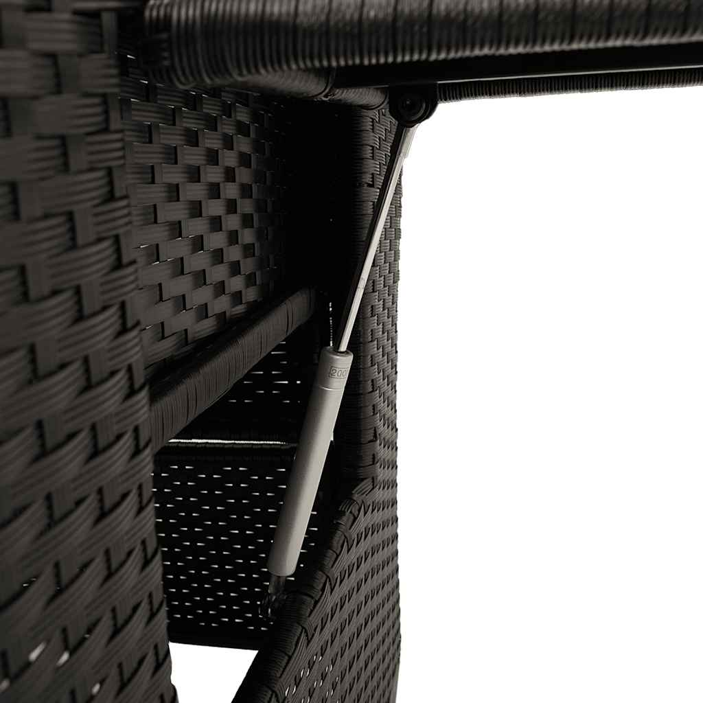 havestol med lænefunktion og sidebord polyrattan sort