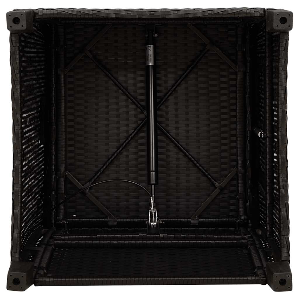havestol med lænefunktion og sidebord polyrattan sort