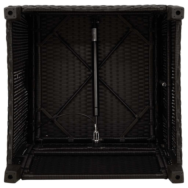 havestol med lænefunktion og sidebord polyrattan sort