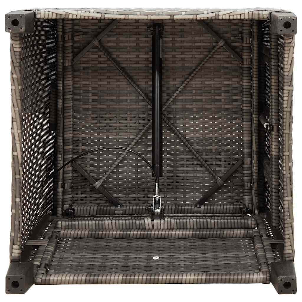 havestol med lænefunktion og sidebord polyrattan grå