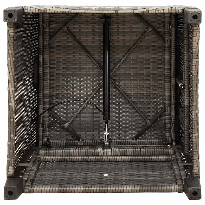 havestol med lænefunktion og sidebord polyrattan grå
