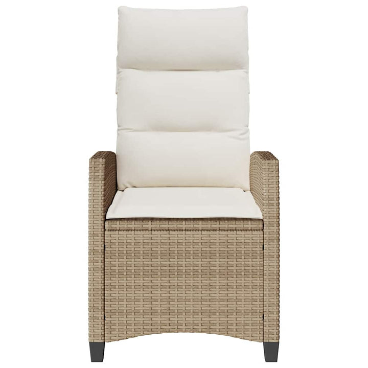 havestol med lænefunktion og sidebord polyrattan beige