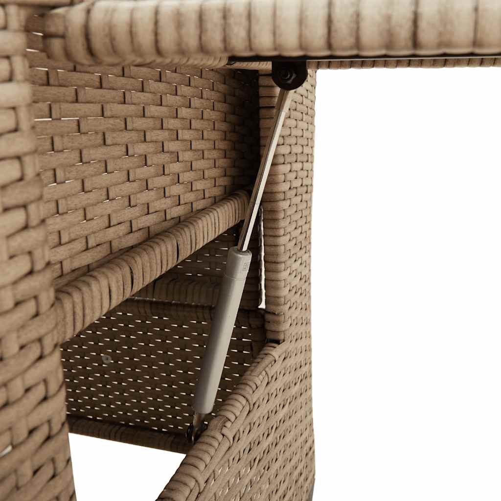 havestol med lænefunktion og sidebord polyrattan beige
