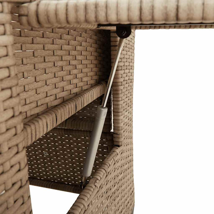havestol med lænefunktion og sidebord polyrattan beige