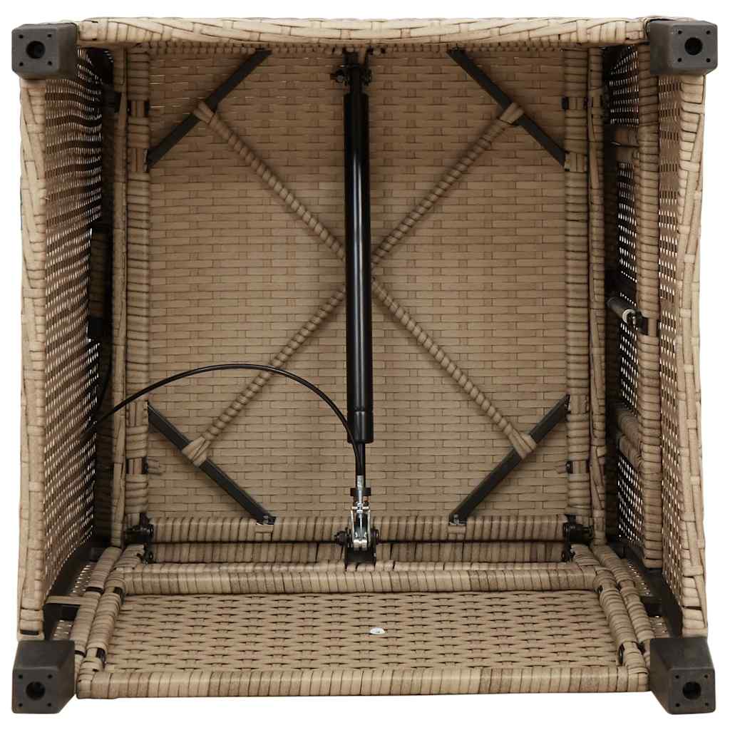 havestol med lænefunktion og sidebord polyrattan beige