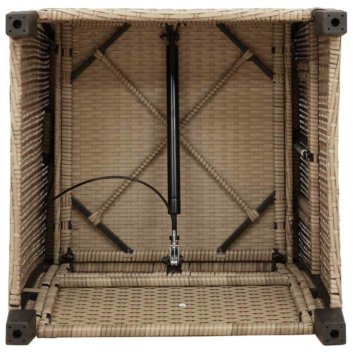 havestol med lænefunktion og sidebord polyrattan beige
