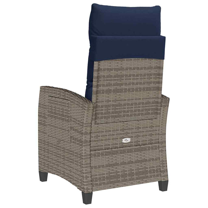 havestol med lænefunktion og sidebord polyrattan grå