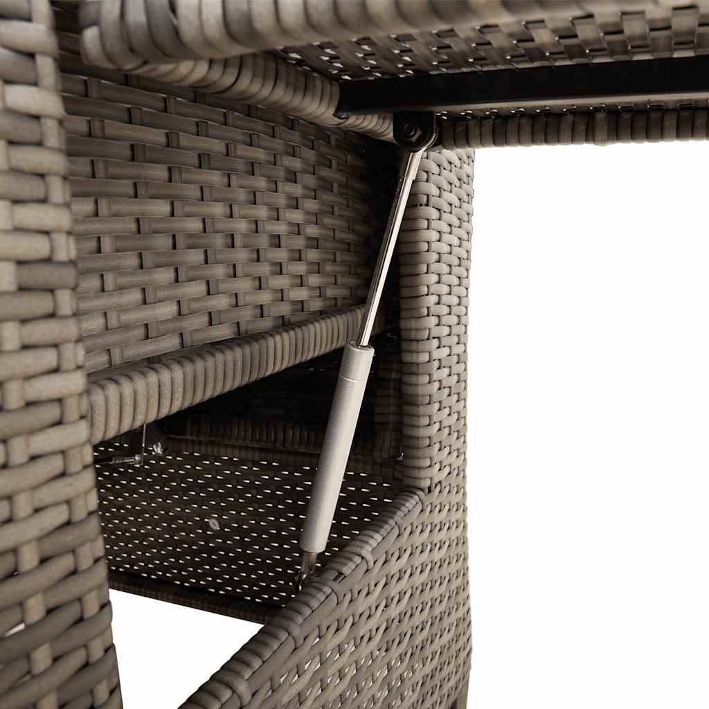 havestol med lænefunktion og sidebord polyrattan grå