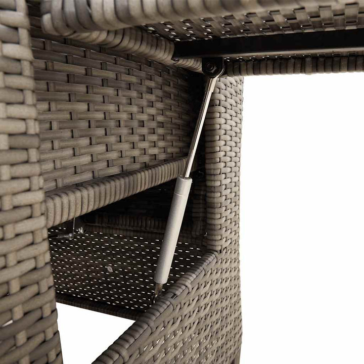 havestol med lænefunktion og sidebord polyrattan grå