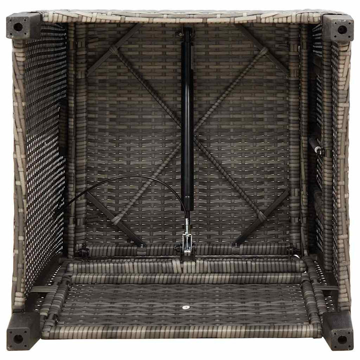 havestol med lænefunktion og sidebord polyrattan grå