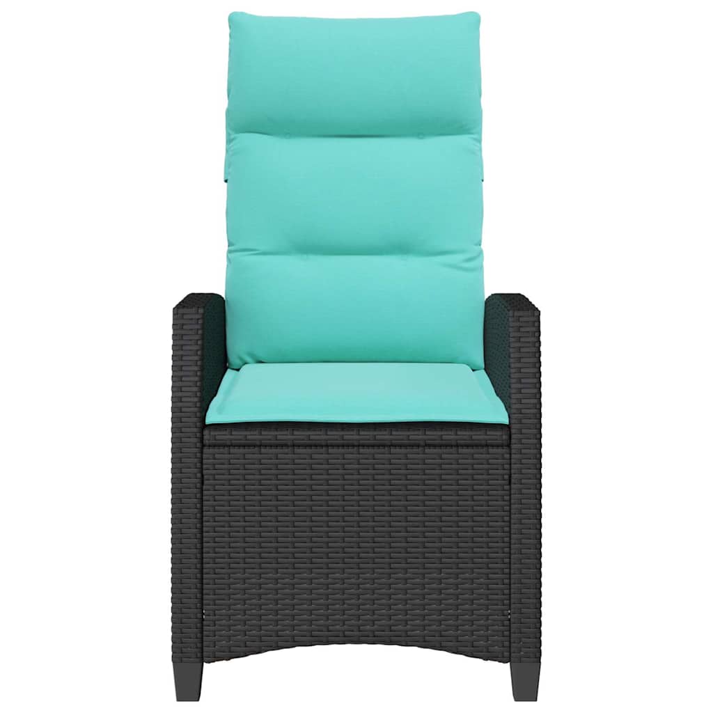 havestol med lænefunktion og sidebord polyrattan sort