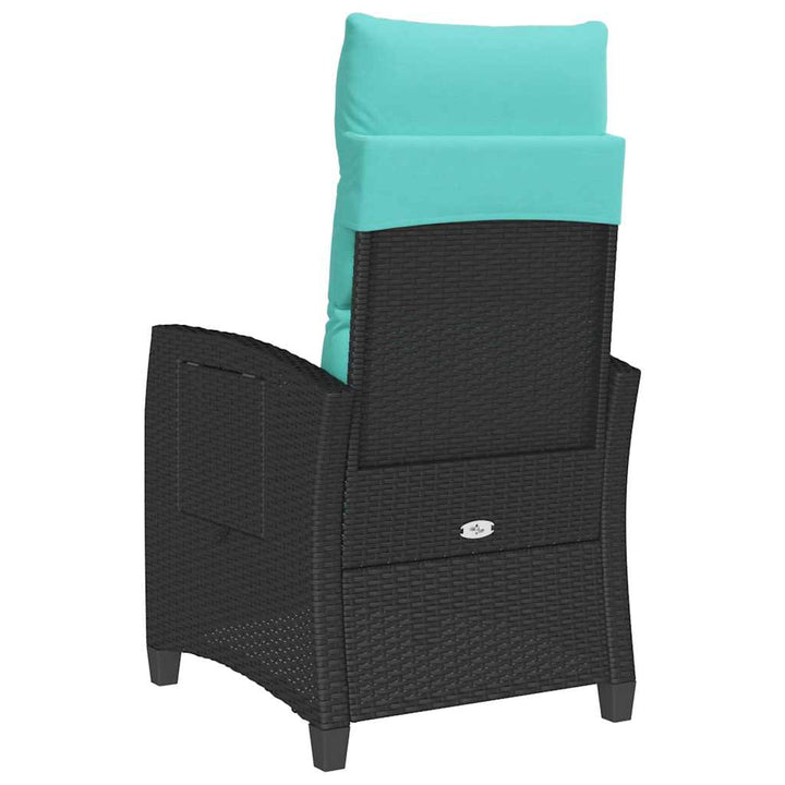 havestol med lænefunktion og sidebord polyrattan sort
