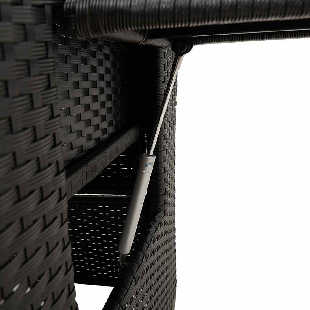 havestol med lænefunktion og sidebord polyrattan sort