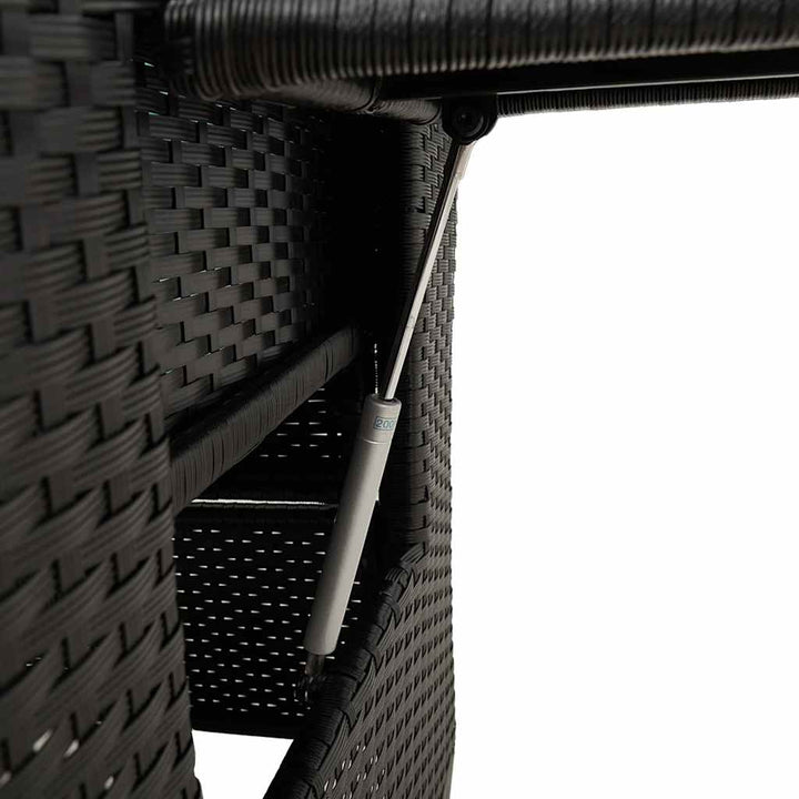 havestol med lænefunktion og sidebord polyrattan sort