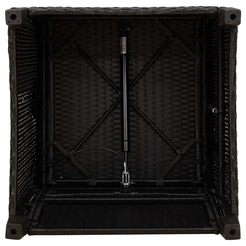 havestol med lænefunktion og sidebord polyrattan sort