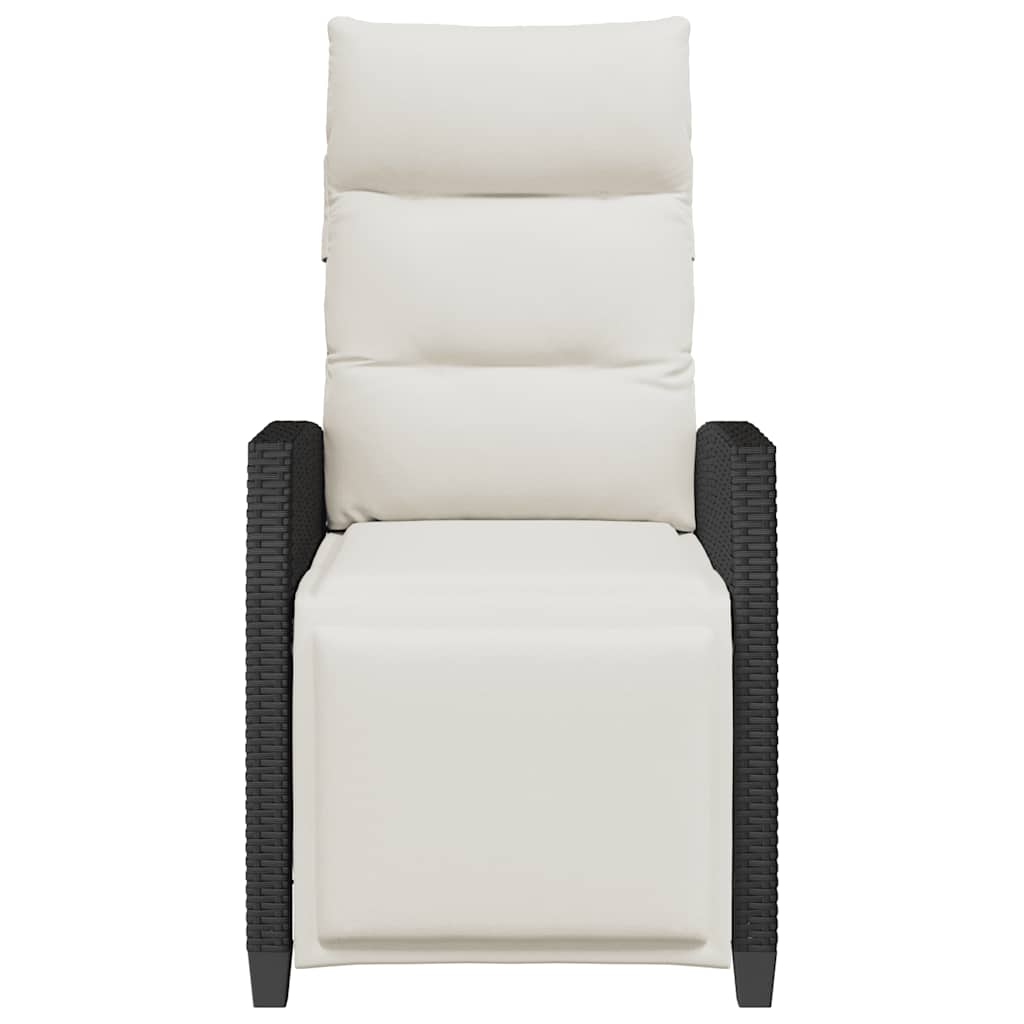 havestol med lænefunktion og sidebord polyrattan sort
