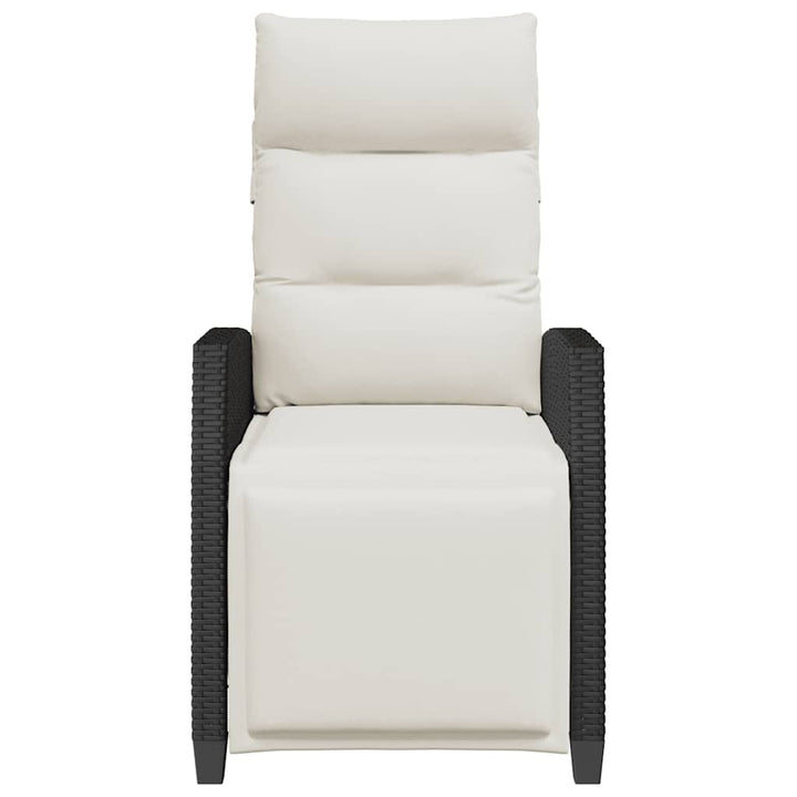 havestol med lænefunktion og sidebord polyrattan sort