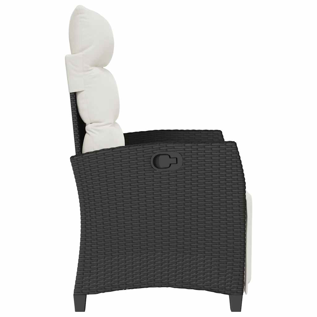 havestol med lænefunktion og sidebord polyrattan sort