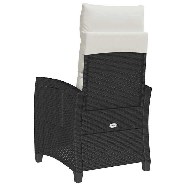 havestol med lænefunktion og sidebord polyrattan sort