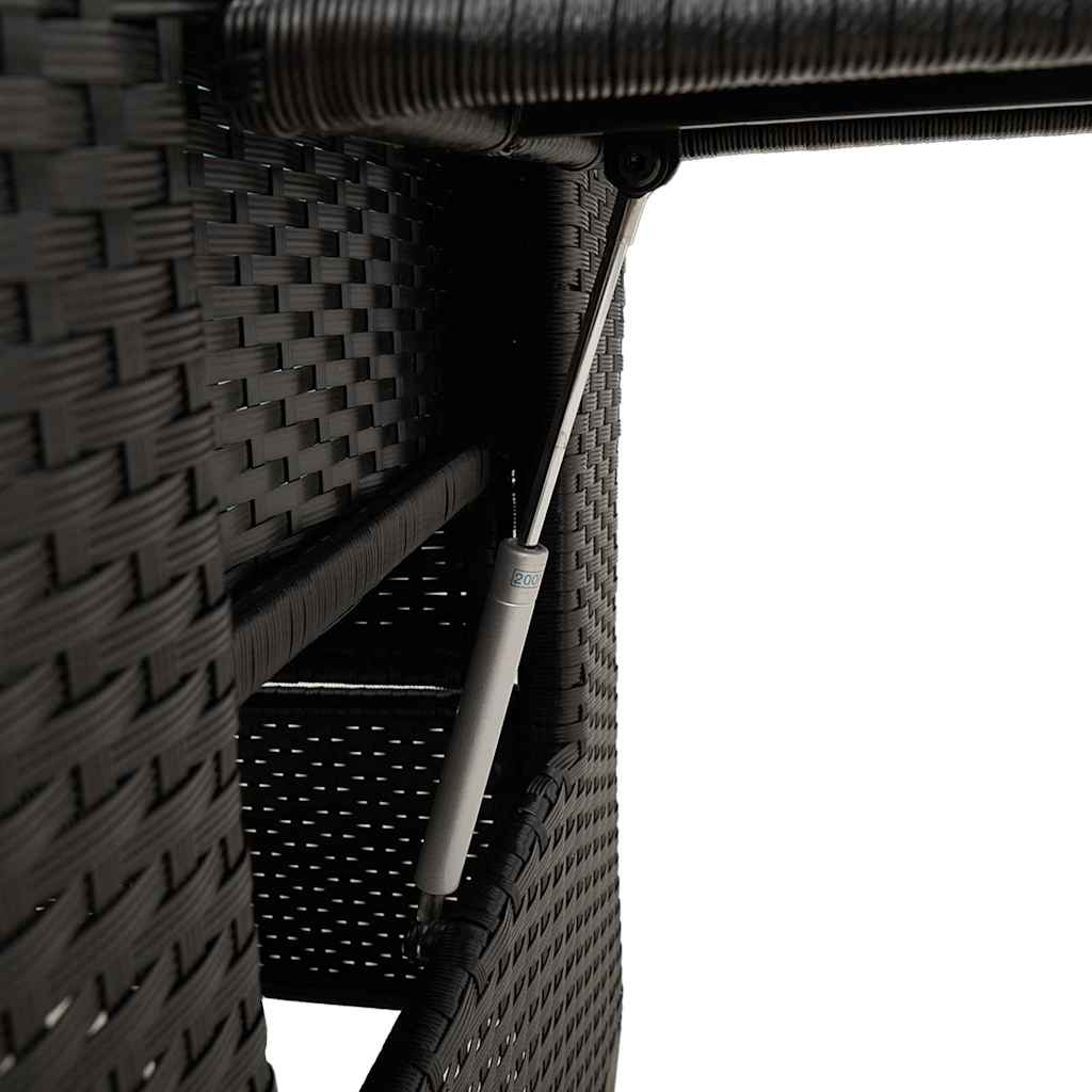 havestol med lænefunktion og sidebord polyrattan sort