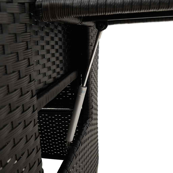 havestol med lænefunktion og sidebord polyrattan sort