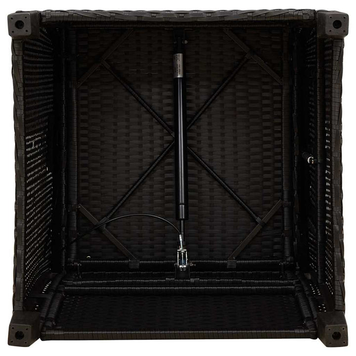 havestol med lænefunktion og sidebord polyrattan sort