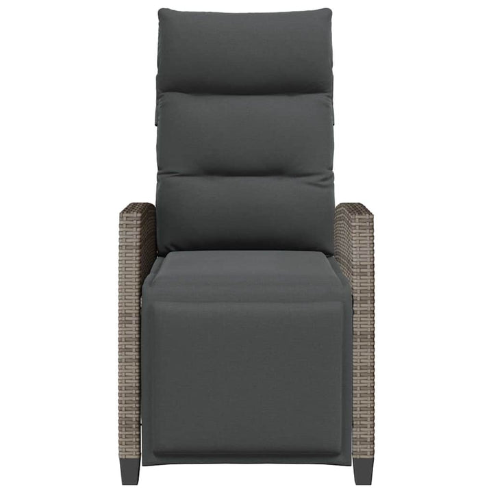 havestol med lænefunktion og sidebord polyrattan grå