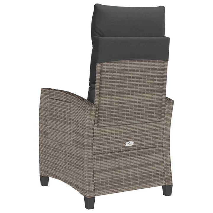 havestol med lænefunktion og sidebord polyrattan grå