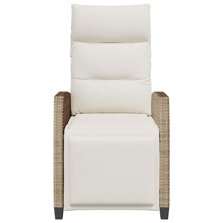 havestol med lænefunktion og sidebord polyrattan beige