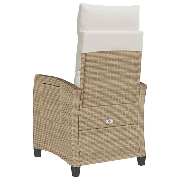 havestol med lænefunktion og sidebord polyrattan beige