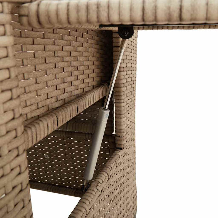 havestol med lænefunktion og sidebord polyrattan beige