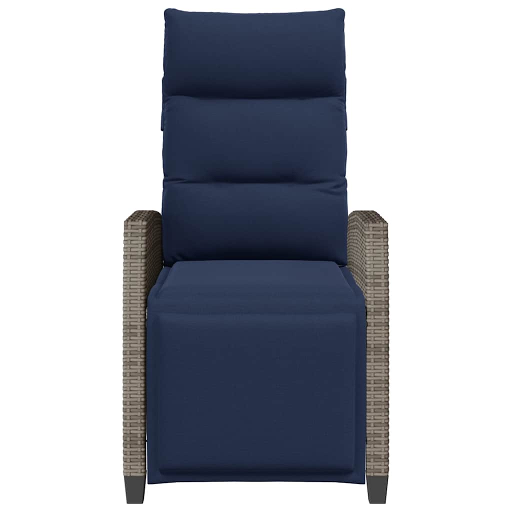 havestol med lænefunktion og sidebord polyrattan grå