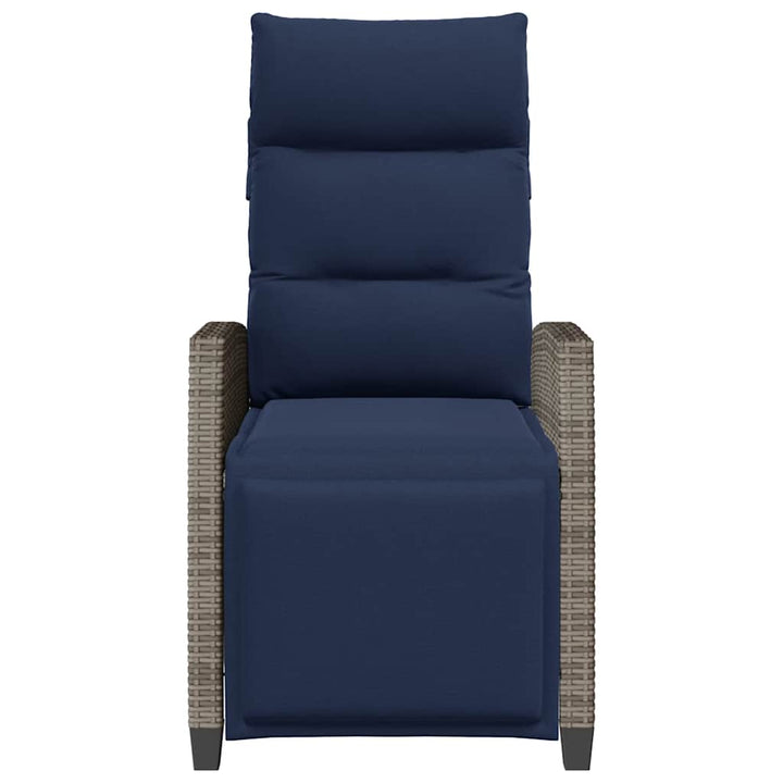 havestol med lænefunktion og sidebord polyrattan grå