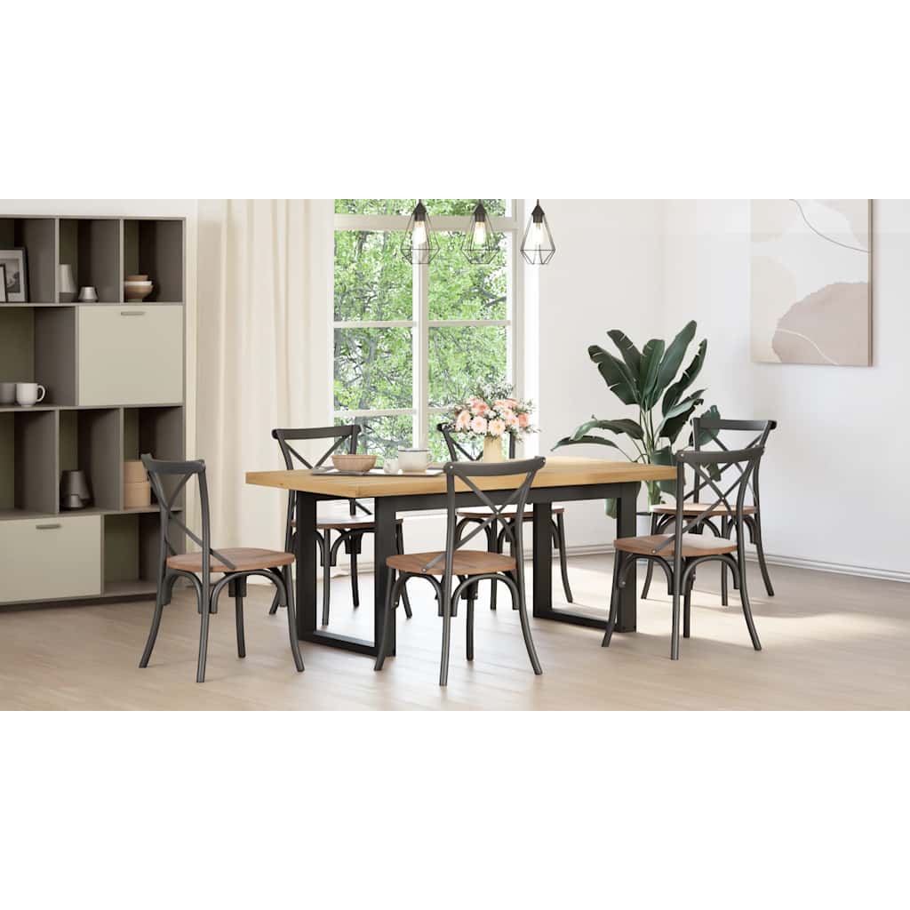 spisebord NOAIN U-formede ben 180x90x75 cm massivt træ fyrretræ