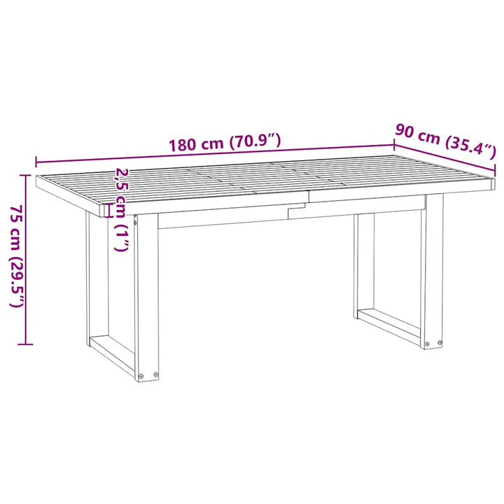 spisebord NOAIN U-formede ben 180x90x75 cm massivt træ fyrretræ