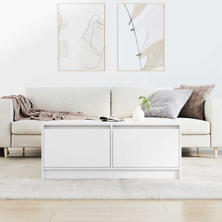 sofabord med skuffer 100x100x40 cm hvid