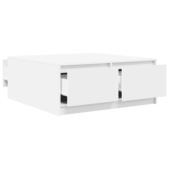 sofabord med skuffer 100x100x40 cm hvid