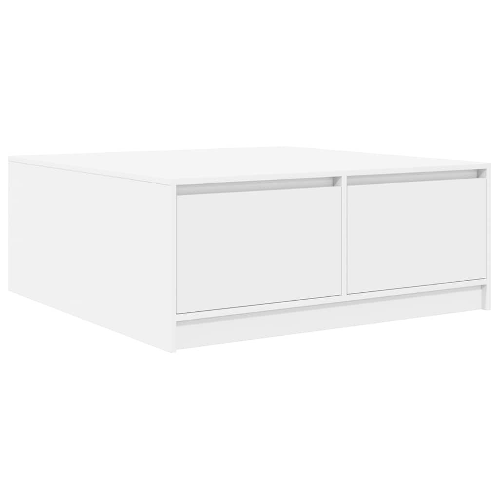 sofabord med skuffer 100x100x40 cm hvid