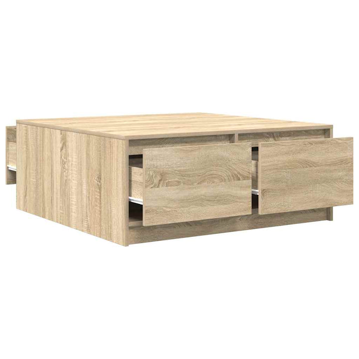 sofabord med skuffer 100x100x40 cm sonoma-eg