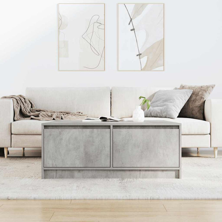 sofabord med skuffer 100x100x40 cm betongrå