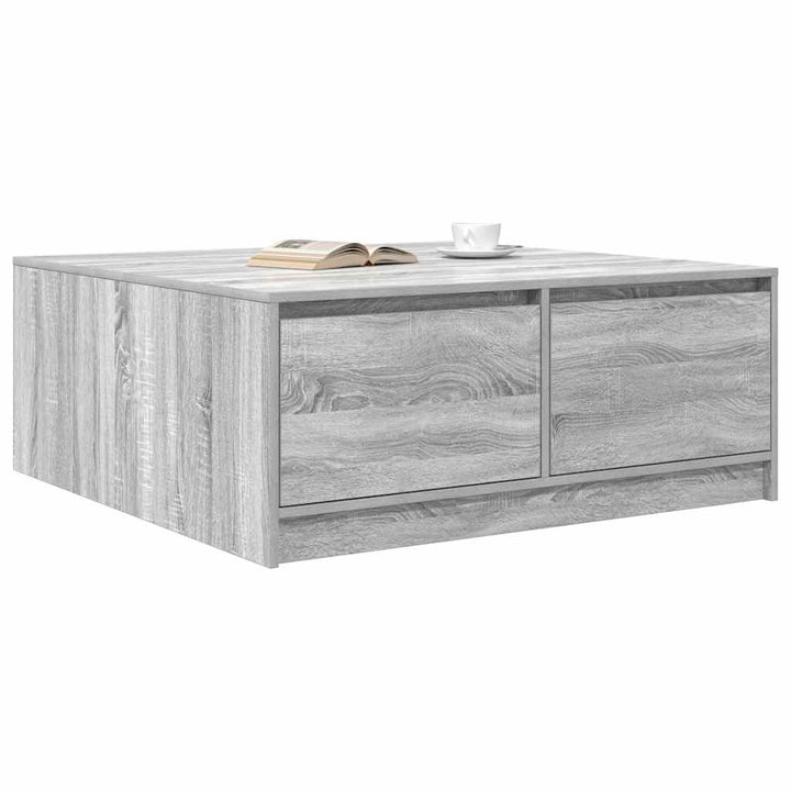 sofabord med skuffer 100x100x40 cm grå sonoma-eg