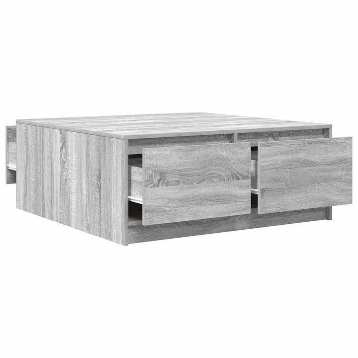 sofabord med skuffer 100x100x40 cm grå sonoma-eg