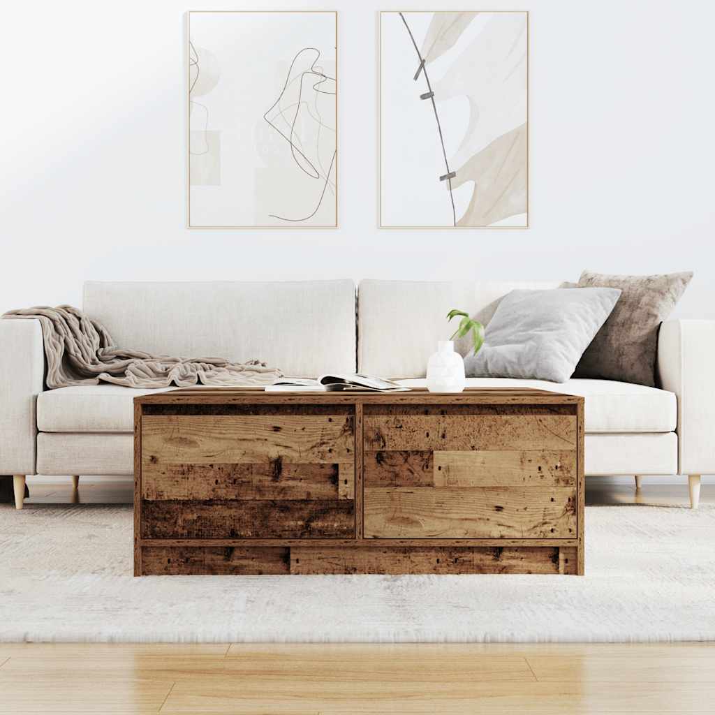 sofabord med skuffer 100x100x40 cm gammelt træ-look