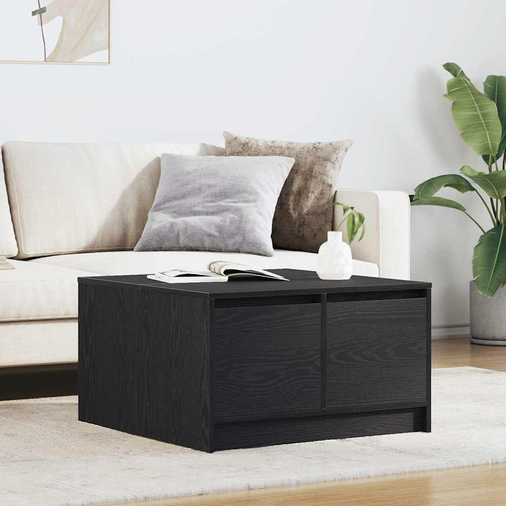 sofabord med skuffer 70,5x70x40 cm sort egetræsfarve