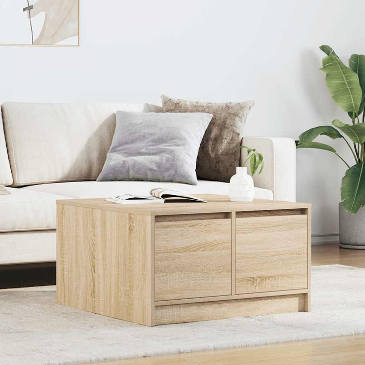 sofabord med skuffer 70,5x70x40 cm sonoma-eg