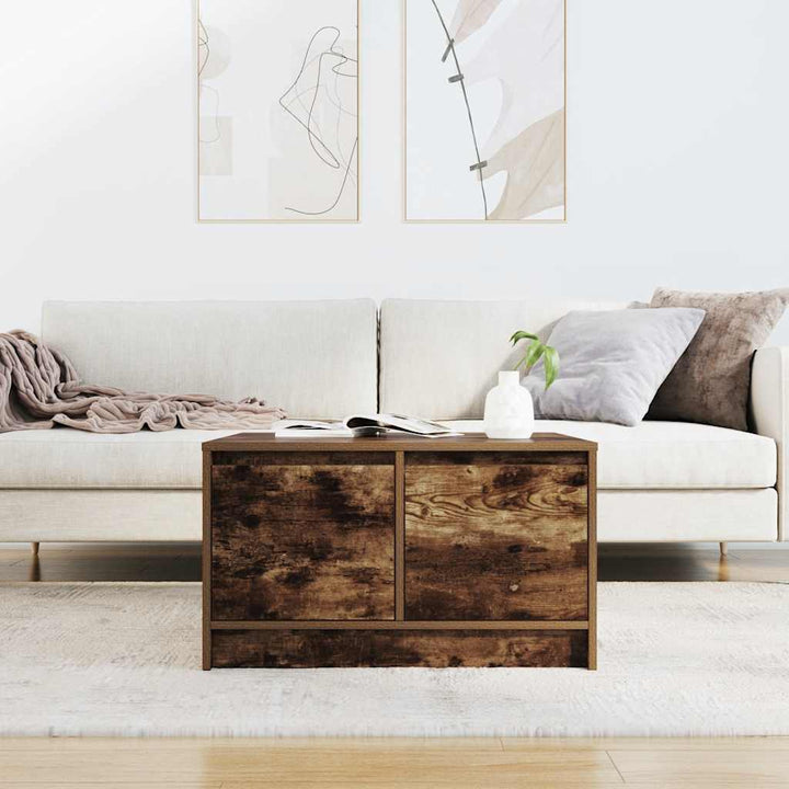 sofabord med skuffer 70,5x70x40 cm røget egetræsfarve