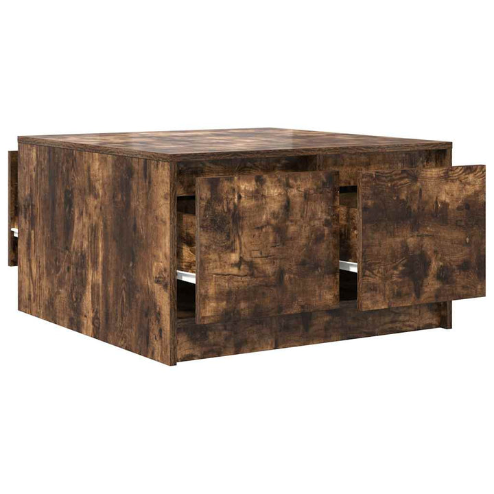 sofabord med skuffer 70,5x70x40 cm røget egetræsfarve